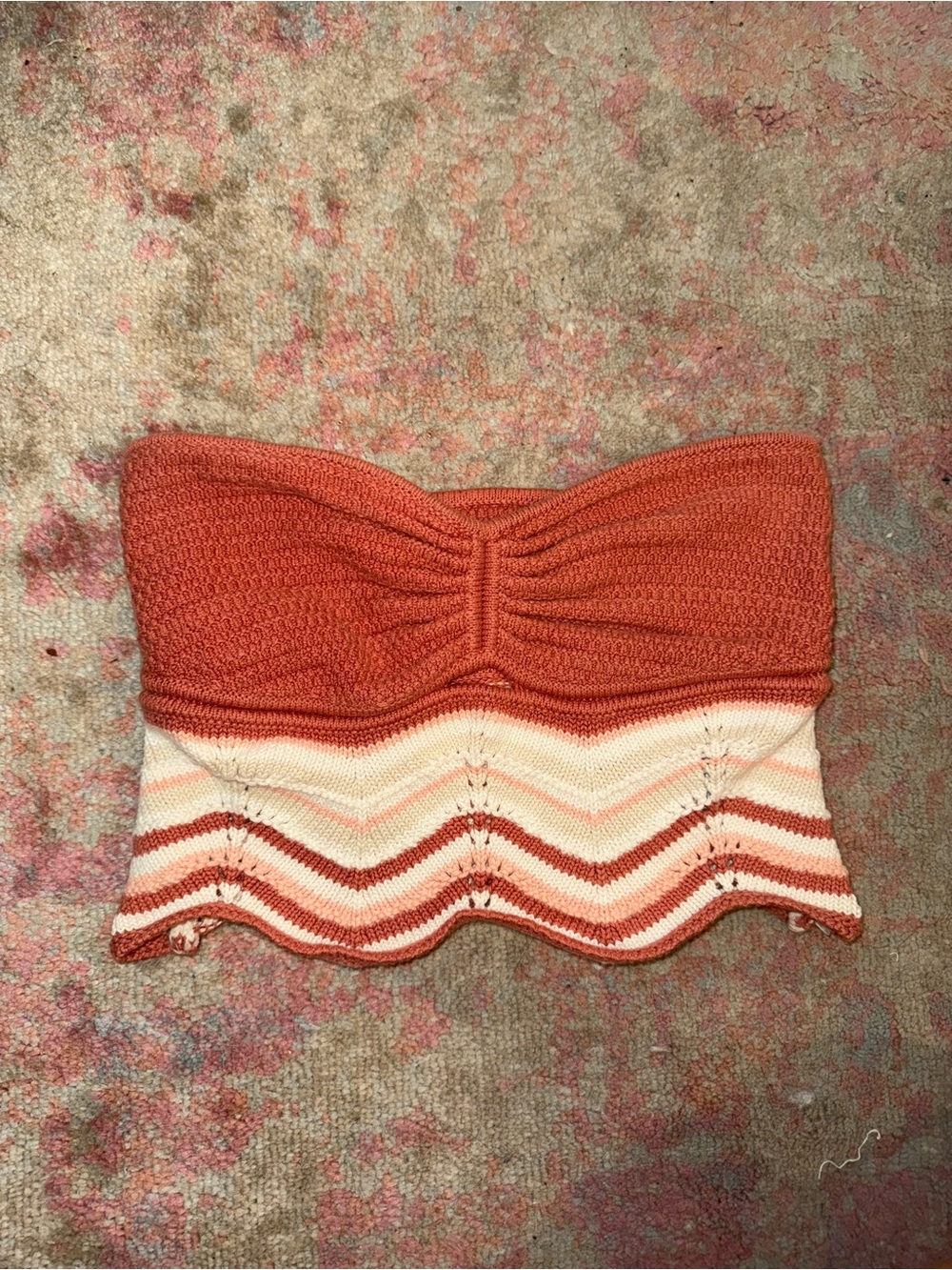American Eagle Outfitters Coral and Cream Knit Tube Top